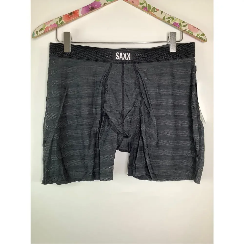 Saxx Men's Large Black DropTemp Cooling Mesh Performance Boxer Briefs B22-10